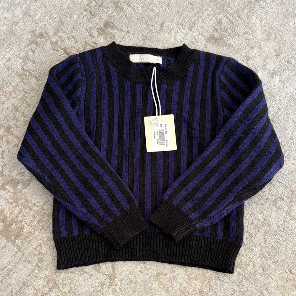 Kids Striped Black and Blue Crewneck Sweater size 2
